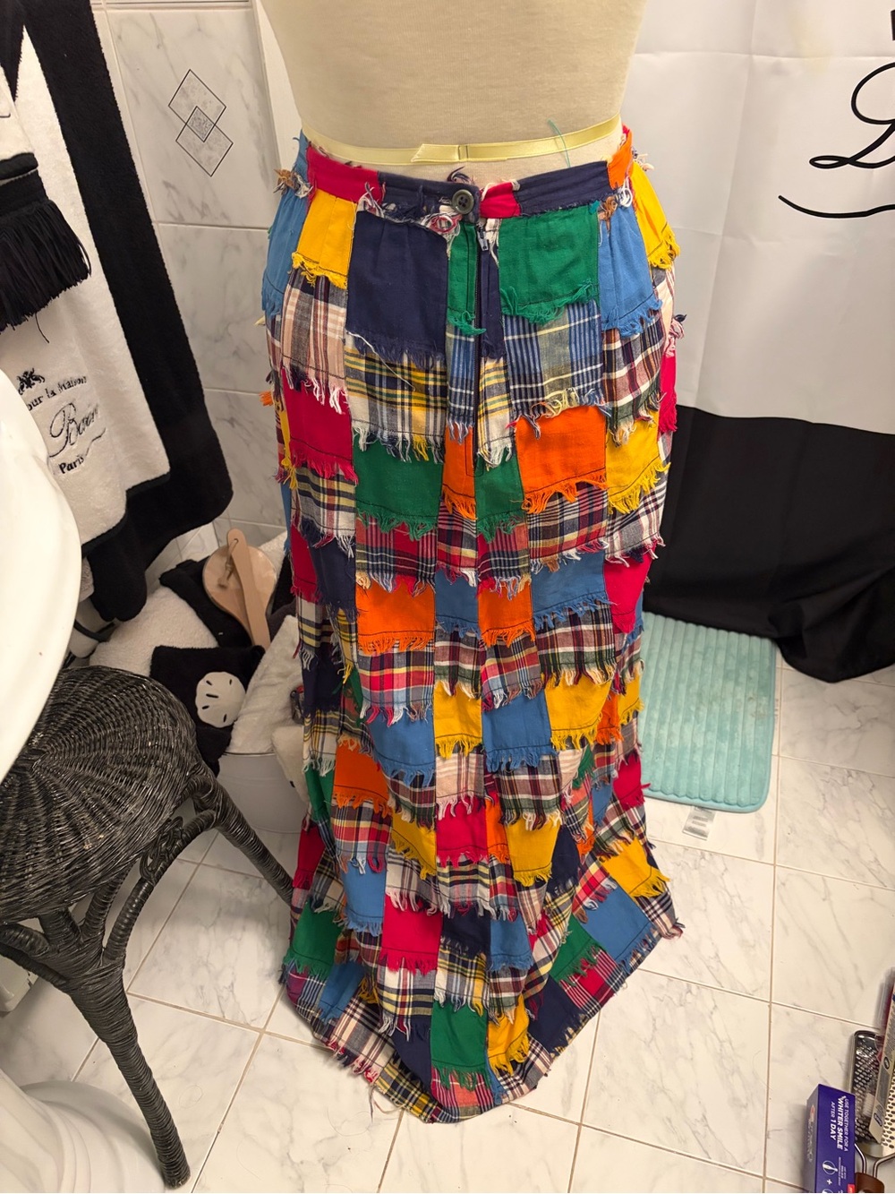 Vintage RARE Sirette Sport Multi-Color Patchwork Maxi Skirt - Vibrant Boho Style